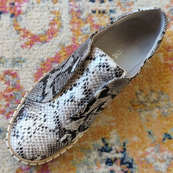 J/Slides Karla Snake Printed Leather Jute Trim Split Front Slip On Sneakers 8 - Picture 9 of 16